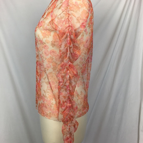 Zara Floral Sheer Long Sleeve Mesh Top - Picture 2 of 8